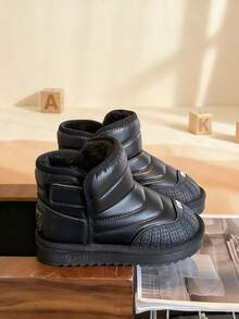 儿童冬季雪地靴，男女童保暖防滑户外鞋 - 黑色 - 查看 5