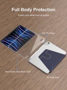 这款旋转保护套兼容 iPad 第 5/6/7/8/9/10/11 代、iPad Mini 第 6/7 代、iPad Air 第 1/2/3/4/5 代、11 英寸 (M2)/11 英寸 (M3)/13 英寸 (M2)/13 英寸 (M3) 以及 iPad Pro 12.9 英寸（第 3/4/5/6 代）。它配备集成式 Apple Pencil 收纳槽、360 度旋转保护支架、透明背板，并支持自动唤醒/睡眠功能。颜色为亚克力透明蓝。 - 藏蓝色 - 查看 5