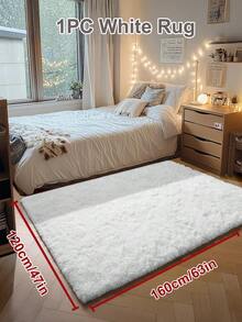 1pc Rug, Area Rug, Fluffy Bedroom Rug, Simple Rectangular Rug, Solid Color Bedroom Decorative Rug, Fall Decor, Christmas Decoration, Perfect Home Decor Holiday Decoration Rug, Halloween Gift, Room Decor, Multiple Sizes Fluffy Carpet For Living Room, Wonderful Room Decor, Soft And Comfortable For Boys And Girls Dorm Room, Washable, Pay Attention To The Size - White - View 13