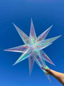 8个/套 彩虹星爆炸气球，透明爆炸星水滴锥形铝箔气球，适用于生日、婚礼、单身派对、迪斯科派对装饰、生日、婚礼装饰、音乐会装饰、美人鱼主题装饰、冰雪奇缘主题装饰 - 彩色 - 查看 4