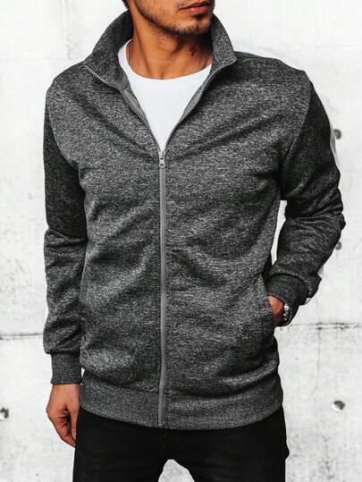 Herren-Sweatshirt mit Reißverschluss, Stehkragen, gestreiften Bündchen, stylischen Taschen und Rippstrickbündchen. Klassischer Schnitt, bequemes Sweatshirt, geeignet für Alltag und Sport.