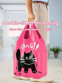 50pcs/Pack Thick Garbage Bags, Vest Style Portable Home Trash Bags, Cute Red Cat Trash Bags, Large Kitchen Food Waste Bags, Economic And Practical Cleaning Bags - Multicolor - View 8