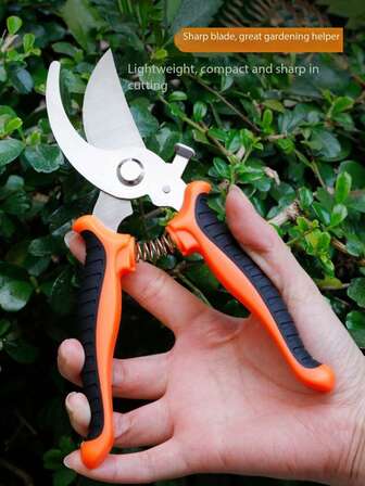 1 Piece Multi-Functional Ergonomic Stainless Steel Pruning Shears, Labor-Saving Branch Trimming Fruit Tree Bamboo Skewers Garden Flower Scissors, Durable Slip-Resistant Scissors, Suitable For Horticulture And Lawn Care Branch Scissors