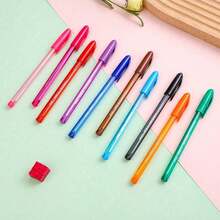 10pcs/Set Bullet Tip 10 Color Ballpoint Pens, Creative Multi-Color Ballpoint Pens, Suitable For Study And Note-Taking, Durable Writing, Quick-Drying, Lightweight Design, For Office, School, Daily Note-Taking,For School Supplies,Back To School,Christmas, Stationery, Christmas Gifts,