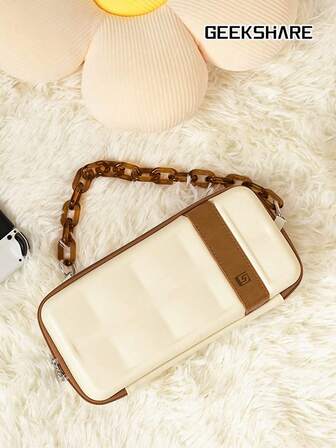 GeekShare 1个复古便携式游戏机收纳包，兼容Switch/Switch OLED，可装Switch游戏机及游戏配件，带亚克力腕带