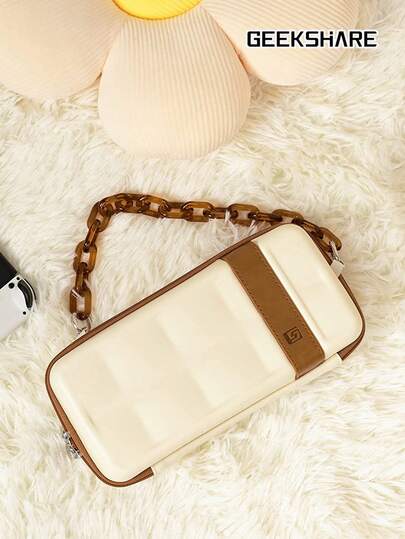 GeekShare 1 pièce Étui de transport rétro pour console de jeu portable compatible avec Switch/Switch OLED, convient à la console Switch et aux accessoires de jeu, avec dragonne en acrylique