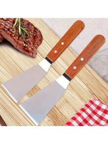 Large Stainless Steel Spatula With Angled Edge And Hardwood Handle - Metal Flipper Ideal For Cast Iron Skillets, Baking Sheets | Perfect Grilling And Home Kitchen Tool, Thanksgiving, Christmas Gift - Multicolor - View 4