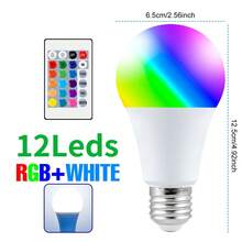 25W LED Smart Bulb RGB With Remote Control E27/E26 Colorful Indoor 220V/110V Multi-Color Changing Dimmable Recessed Ceiling 5W Bedroom Holiday Night Decoration 15W 4 Flashing Modes Party Bar Spotlight 20W Living Room Gaming Backlight Atmosphere Light 10W - RGB Bulb-with 24key Remote(E27/E26) - View 19