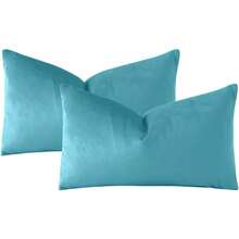 OTOSTAR Velvet Soft Solid Decorative Throw Pillow Covers 12 X 20 Inch Pillow Covers Lumbar Cushion Case Couch Pillowcases For Sofa Bed Home Decor Pack Of 2 Blue - Blue - View 6