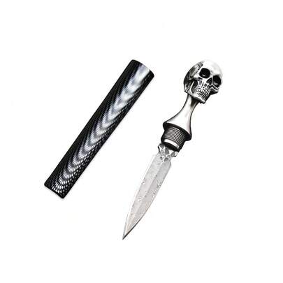 Damascus Steel Blade; 316 Stainless Steel Skull Letter Opener; Tea Pick; Tea Accessories; Self-Defense Supplies; Christmas Gifts; High-End.