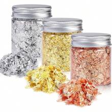 1/2/3瓶装金属箔片，金、银、铜色，树脂用金箔片，仿金箔片，金属箔，可用于美甲、绘画、工艺品、史莱姆和树脂首饰制作