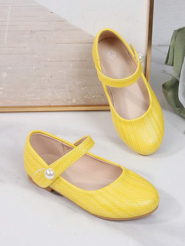 1 Pair Simple & Fashionable Flat Pearl Decor Girls Casual Outdoor Shoes