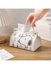 SNOOPY 1个可爱史努比纸巾盒，家居客厅卧室纸巾架，多功能餐巾纸收纳盒，圣诞节礼物，圣诞装饰品