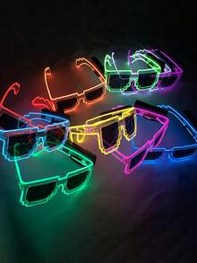 1 Pair Wireless Mosaic LED Luminous Glasses, Modern Neon Design, Unisex Novelty Accessory, Battery Powered (Batteries Not Included), Suitable For Bars, Nightclubs, Festivals, Parties And Clubs, Perfect For Night Life Enthusiasts! - Nhiều màu - Xem 10