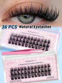 MAGEFY 42/36/72/82/330片 CC 卷曲漫画 DIY 超长尾巴交叉狐狸假睫毛簇，眉夹，漫画尖尾仙女发，可选礼盒配件（含发箍、眉刷、唇刷、发夹） - C - 查看 17