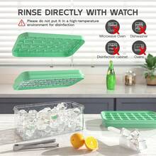 Cubiteras para Hielo de Silicona Con Tapa Y Cubo, Cubitera Silicona de Grado Alimenticio Cuchara para Congelador, Fcil liberacin Apilables Bandeja de 28 Moldes de Silicona Hielo Con Tapa Y Cubitera - inicial - Ver 6