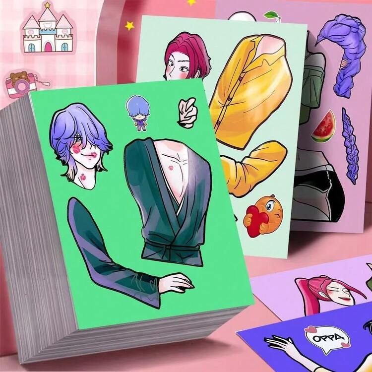 女巫狩猎情侣版可更换贴纸，益智趣味手工DIY创意减压贴纸艺术 - 彩色 - 查看 4