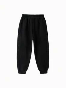 Balabala 儿童男童抓绒运动裤，2025秋冬款，保暖休闲 - 黑色 - 查看 5