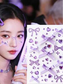 1 miếng dán hình bướm đính đá, 1 miếng dán hình trái tim đính đá, 5 màu: Hồng, Đỏ, Xanh dương, Tím và Trắng, Miếng dán trang trí mặt hình bướm đính đá, Miếng dán mặt hình trái tim và hình tròn, Miếng dán mặt, Miếng dán mặt tự làm, Miếng dán trang điểm dưới mắt, Miếng dán kim cương pha lê, Miếng dán trang điểm - Nhiều màu - Xem 4