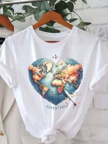 Camiseta 100% algodón elegante de manga corta y cuello redondo para mujer con estampado de caballo y murciélago espeluznante - Top casual suave y ajustado para Halloween, ropa casual, fiestas temáticas - Lavable a máquina, comodidad para todas las estaciones, con diseño gráfico - Blanco - Ver 2
