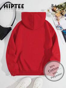 [Cotton Blend Hoodie] Vintage North Carolina Hooded Sweatshirt, Cozy Fall & Winter Style Long Sleeve Top, Retro Sportwear, Casual Logo Shirt-Unisex Wo - 紅色 - 查看 2