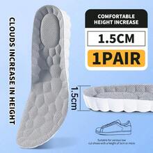 1 Pair Unisex Breathable Height Increasing Insoles, Non-Slip, Anti-Odor, Shock Absorbing, Full-Length Raised Insoles For Sports Shoes, Work Boots - White-gray 1.5cm - View 8