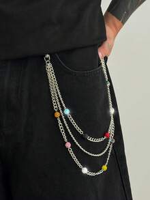 1 pieza Cadena de pantalón de cristal colorida, elegante y minimalista de estilo retro, correa diagonal punk y hip hop para hombres, para decoración de pantalones, adecuada para festivales de música, bodas, inauguraciones escolares y moda callejera en otoño/invierno