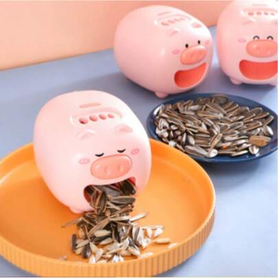 1个懒牛造型手动葵花籽剥壳器，可爱创意卡通塑料坚果夹工具，便携式家用/户外露营徒步玩具，懒牛造型手动玩具，厨房用具，无需电池