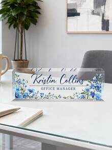 Personalized Acrylic Desk Nameplate With Succulent Floral Design,Contemporary Style Office Decor, Ideal For Bedroom, Custom Name Psychologist Office Sign For Desk, Non-Electric, Perfect For Christmas And Halloween Gifts - Multicolor - View 26