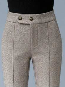 女士新款秋冬畅销人字纹羊毛裤-加厚休闲日常办公室正装裤