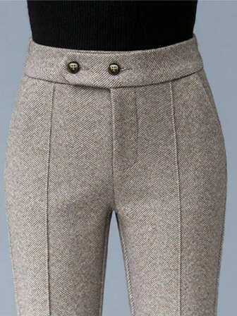 女士新款秋冬畅销人字纹羊毛裤-加厚休闲日常办公室正装裤