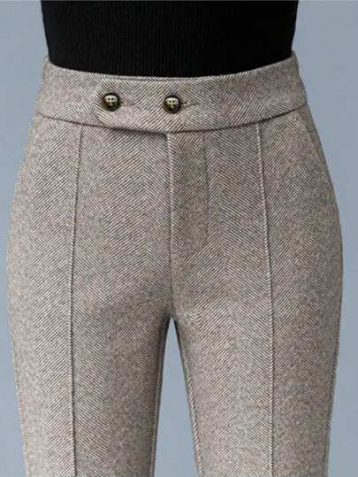 女士新款秋冬畅销人字纹羊毛裤-加厚休闲日常办公室正装裤