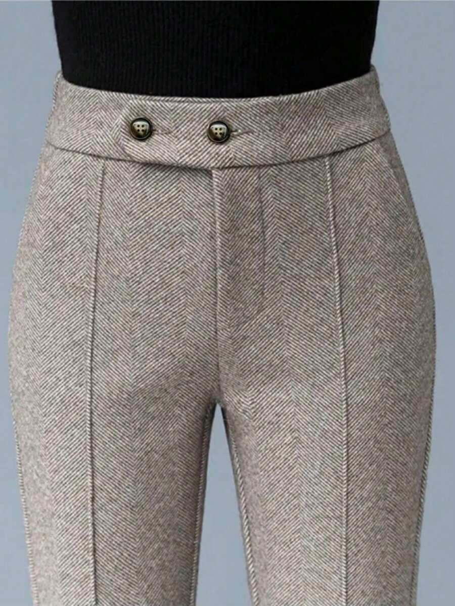 女士新款秋冬畅销人字纹羊毛裤-加厚休闲日常办公室正装裤