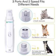 USB Rechargeable Electric Pet Nail Grinder, Quiet 2-Speed Dog Cat Nail Trimmer With Diamond Sanding Wheel, Strong Motor For Small Medium Large Pets Grooming - White - View 2
