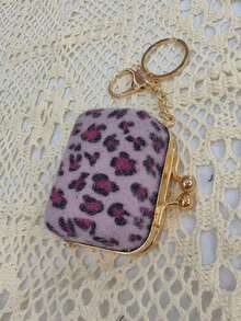 复古毛绒豹纹挂饰迷你包首饰收纳盒零钱包钥匙扣配件金色钥匙扣包饰钱包挂件钥匙圈 - 彩色 - 查看 17