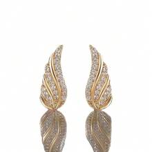 1 par de pendientes de mujer con forma de ala minimalista y linda, con incrustaciones de rhinestones, con circonita cúbica súper brillante, regalo para amigos, familia, novia, uso diario, regalo de Navidad - Pendientes de alas pequeñas - Ver 5