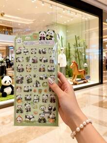 熊猫主题，可爱黑白熊防水浮雕贴纸，3D卡通泡泡贴纸，可用于铅笔盒、背包、水杯、桌面、汽车、行李箱、冰箱等处的泡沫贴纸装饰，也可作为剪贴簿涂鸦贴纸。 - 彩色 - 查看 3