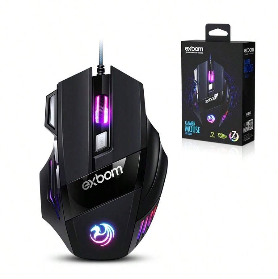 Gaming Mouse 3200 Dpi Wired USB 7D Extreme 7 Colors MS-G260 EXBOM - 黑色 - 查看 1