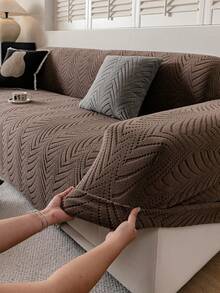 1pc 3D Sofa Cover, Multi-Functional Full Coverage Sofa Slipcover, Solid Color Geometric Pattern Design Sofa Protector, Stretch Fit Sofa Cover, Suitable For All Seasons - Khaki - View 7