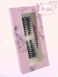 24pcs/Set CC Curled Natural Soft Faux Mink Eyelashes, Individual Cluster Eyelash Extensions, Makeup Tools - Black - View 4