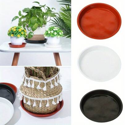 8pcs 8-Inch Plant Trays With Drainage Saucers, Plastic Planter Saucers For Indoor And Outdoor Use