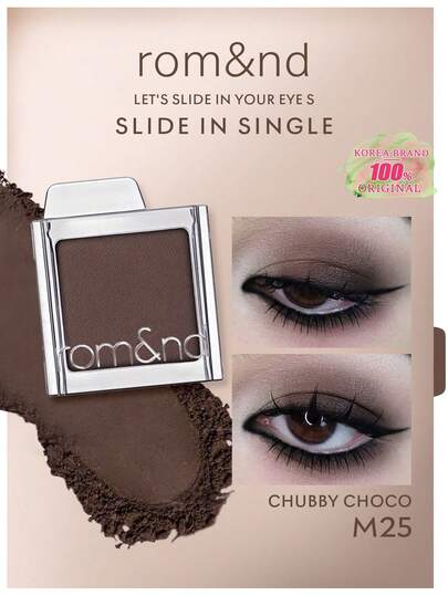 Rom&nd Romand Slide In Single M25 Chocolate Powder Blush, Smooth And Easy To Apply, Creates A Lightweight Natural Makeup Look, Non-Powdery And Long-Lasting, Fashionable Slide-Open Compact Packaging, Ideal For Travel. Korean Cosmetics | K-Beauty | 1.8g / 0.06 Oz