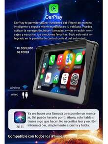 Autoestéreo 7 Pulgadas Pantalla Táctil Inalámbrico Carplay&Android Auto Bluetooth Mirrorlink  FM AUX USB - D5800 - Ver 3