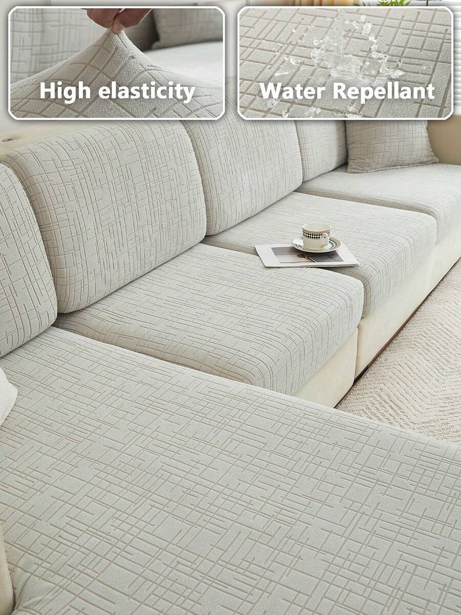 1 Vỏ bọc ghế sofa vải Jacquard chống thấm nước, phong cách hiện đại, co giãn, đơn giản, phù hợp cho mọi mùa, thân thiện với vật nuôi, chống trượt, chống bẩn, màu trơn, thích hợp cho bộ ghế sofa mô-đun hình chữ L, bảo vệ ghế sofa 1/2/3/4 chỗ ngồi, trang trí nhà cửa - Màu Xám nhạt - Xem 1