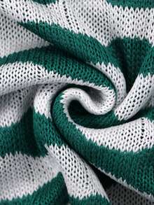 两件套女士针织套装，休闲优雅条纹领上衣和裤子，适合返校季、秋冬季节，也适合圣诞节、感恩节和新年穿着（条纹图案随机） - 湖綠 - 查看 8