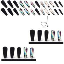 Xl Black Press On Nails Long Coffin Nails Press Ons Colorful Feathers Diamond Design Fake Nails Full Cover Acrylic Arificial False Nails Gift For Womens 24pcs{Inchcolor_nameinch:InchColorfulFeathersinch} - 多彩羽毛 - 查看 6