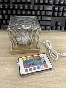 1pc 16-Color LED Night Light, Christmas Decor, Room Decor, With Remote Control - Decorative Art Wave Projection Lamp, USB Powered Electronic Light, Home, Dorm, Bedroom Decor With Purple Light, Excellent Effect