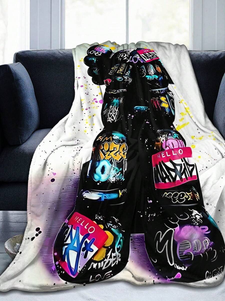 Kawss Kawaii Kaw Blanket Anime Snuggle Blanket - Ultra Soft Flannel Throw, The Perfect Gift For Fans For Christmas & Birthday, For Home Use, Camping And Travel Adventures - màu đen - Xem 1
