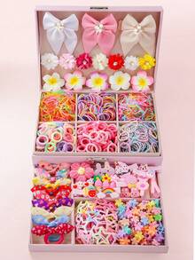 مجموعة اكسسوارات الشعر 1071 قطعة، مشابك شعر للبنات بأزهار وفراشات مرصعة بالألماس واللؤلؤ، أربطة شعر مطاطية، مجموعة مجوهرات، هدية عيد ميلاد رقيقة، للاستخدام اليومي - متعدد الألوان - مشاهدة 9