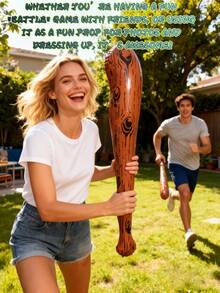 1pc Wooden Texture Caveman Inflatable Bat, Great For Fun "Battles" With Friends Or As A Quirky Photo Prop - Multicolor - View 3
